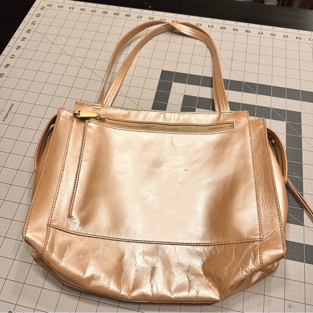 Gold leather HOBO shoulder bag - Picture 3 of 10